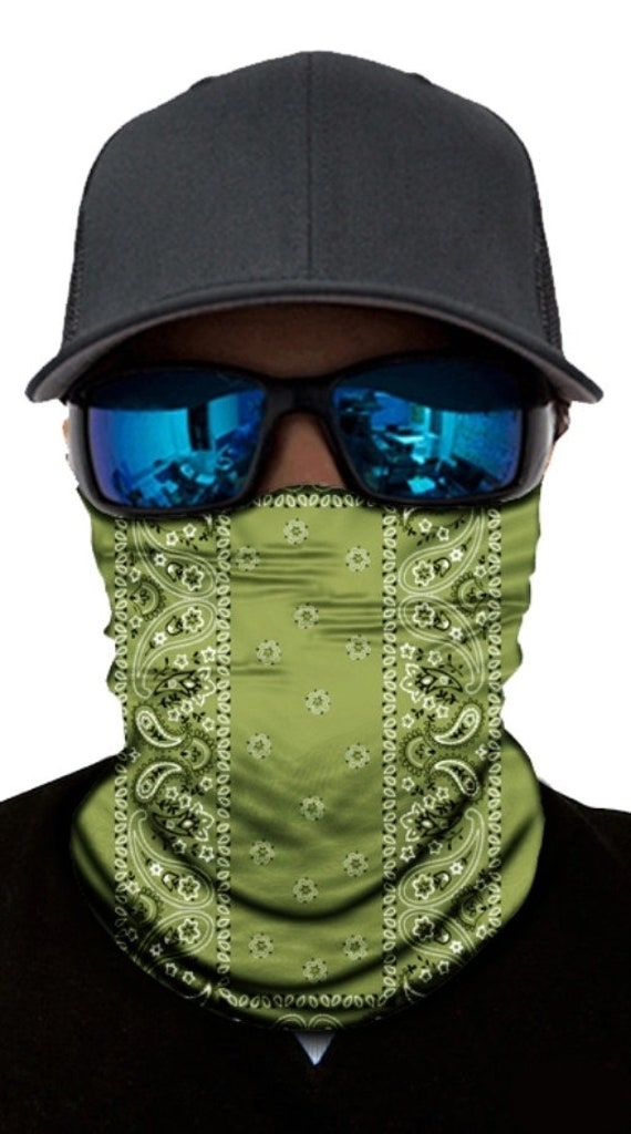 Olive Green Neck Gaiter Balaclava Fabric Paisley Unisex Etsy