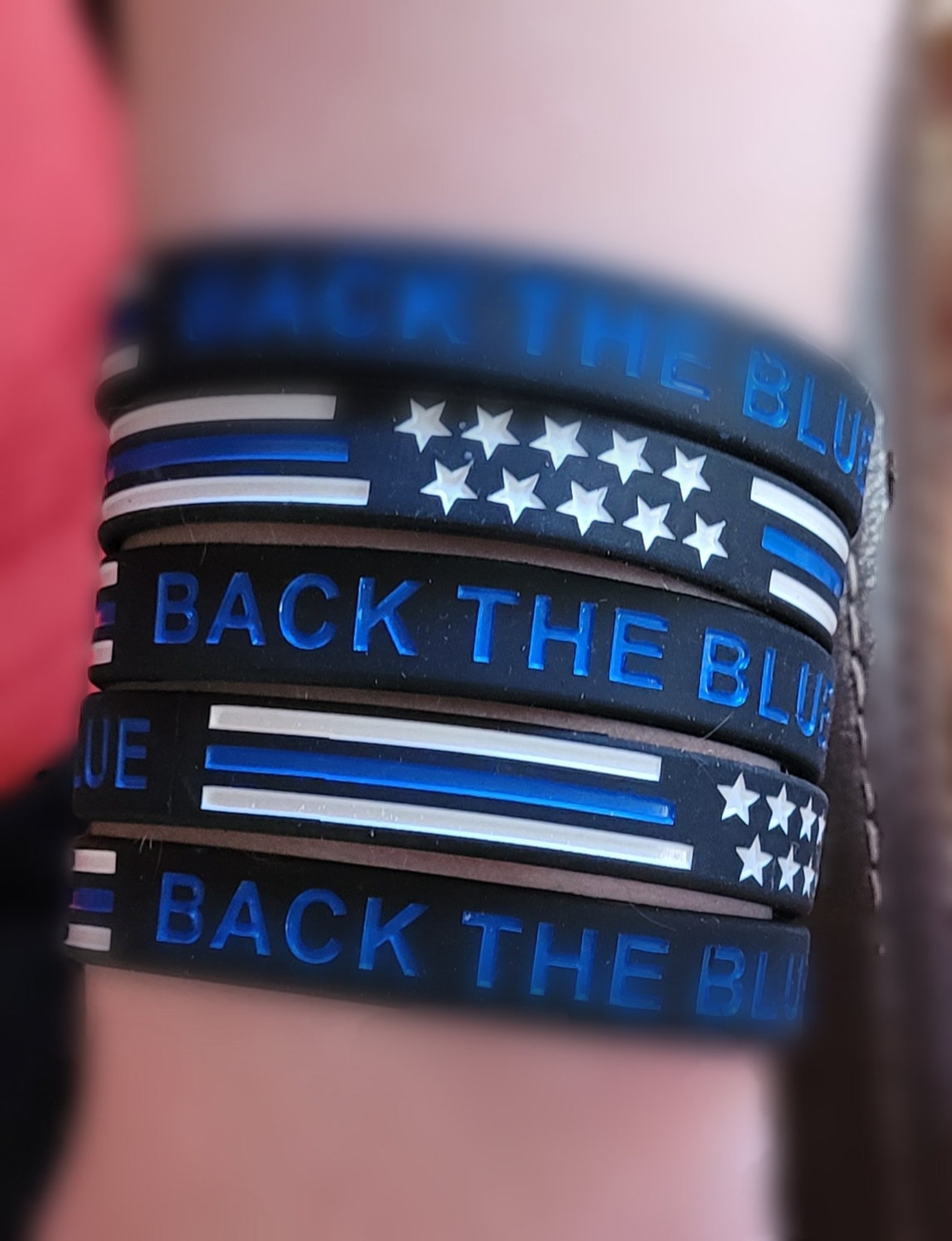 100 PACK Back The Blue Thin Blue Line Silicone Bracelets Etsy