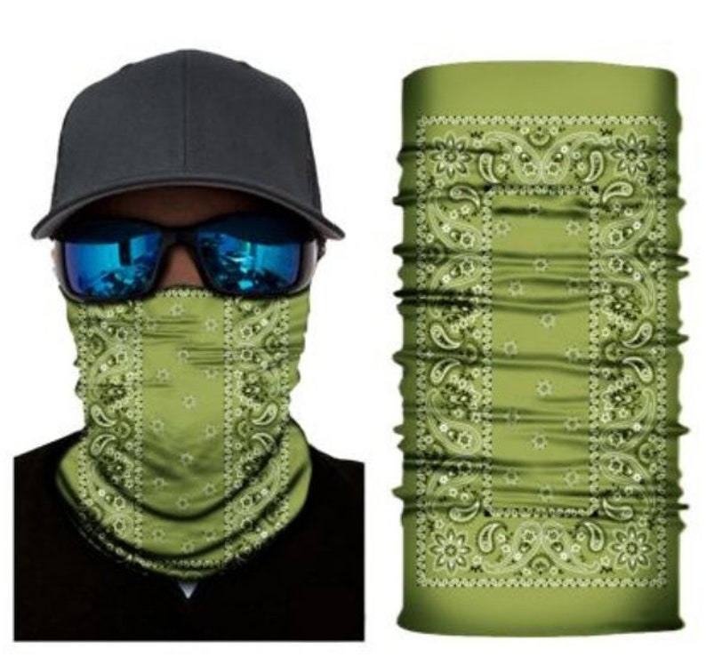 Olive Green Neck Gaiter Balaclava Fabric Paisley Unisex Etsy