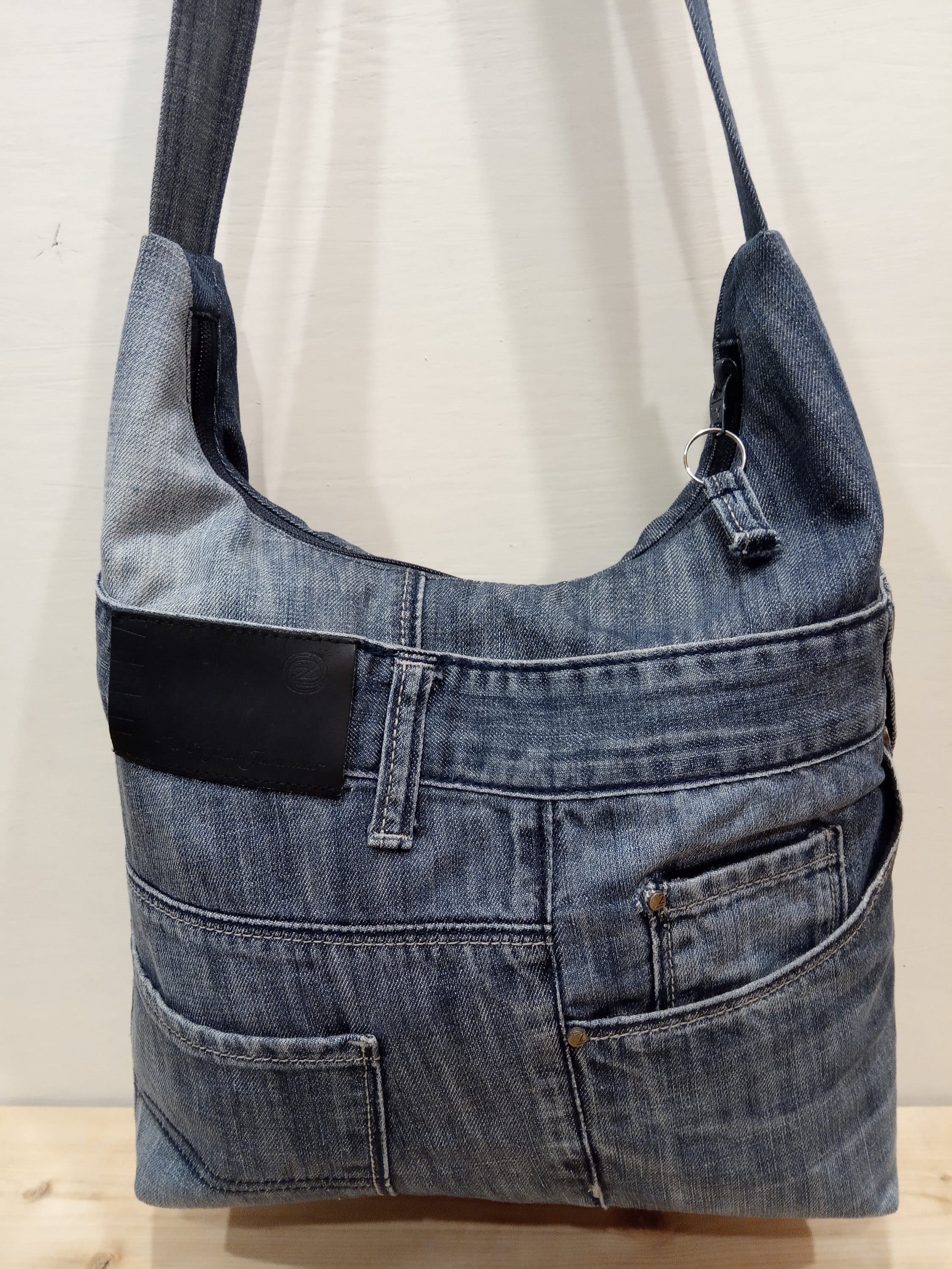 Denim shoulder bag jeans hobo bag upcycled jeans purse | Etsy
