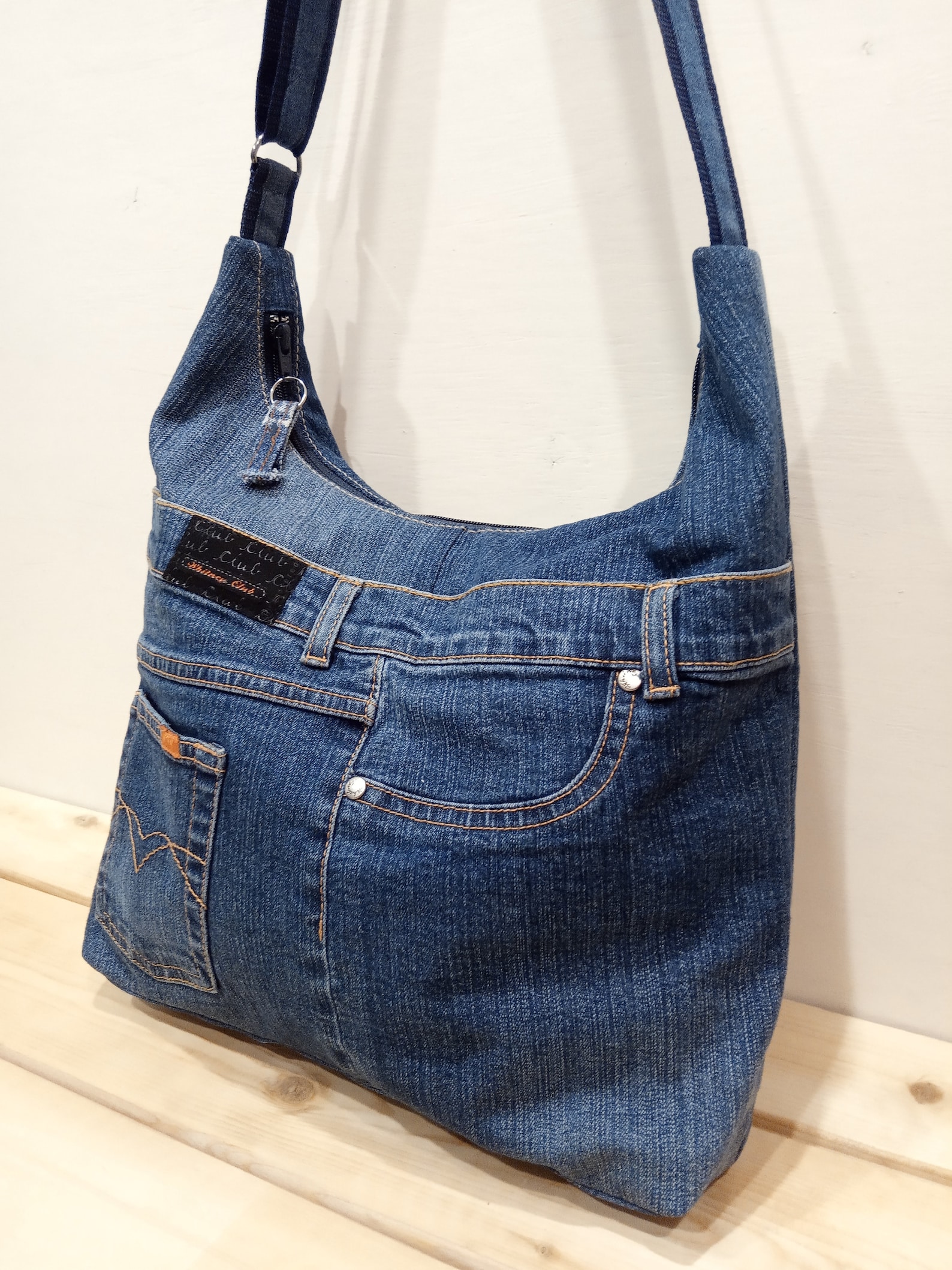 Jeans hobo bag denim bag upcycled Jeans bag recycled denim | Etsy