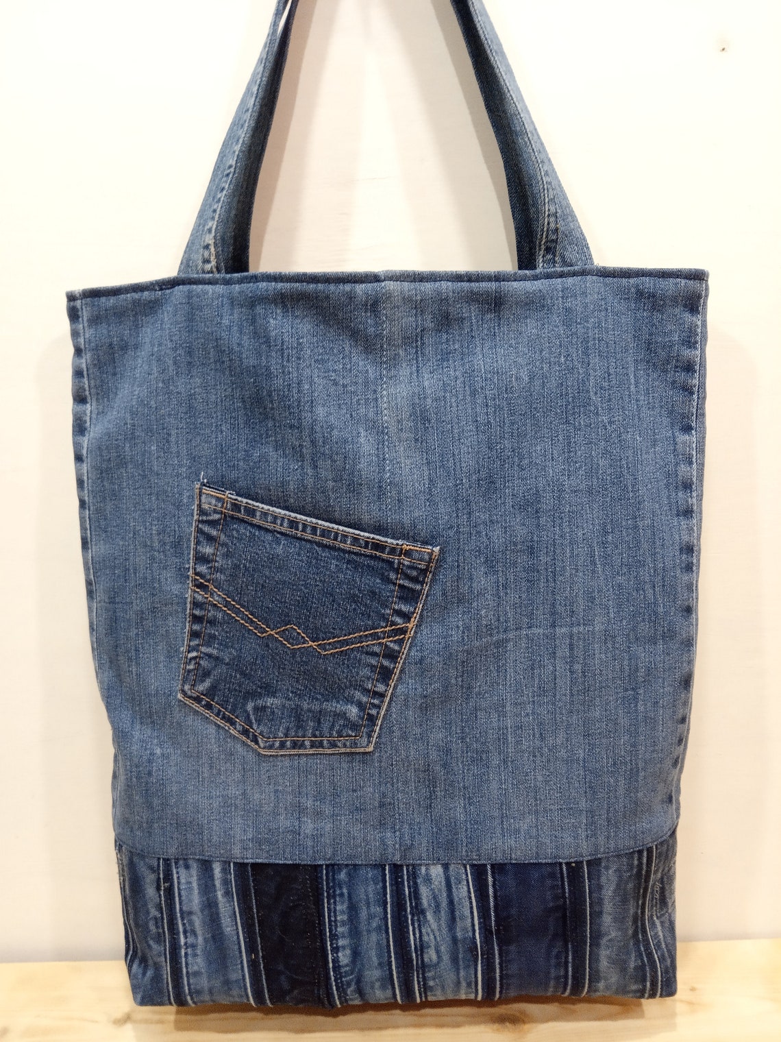 Jeans tote bag patchwork tote bag denim bag denim tote bag | Etsy