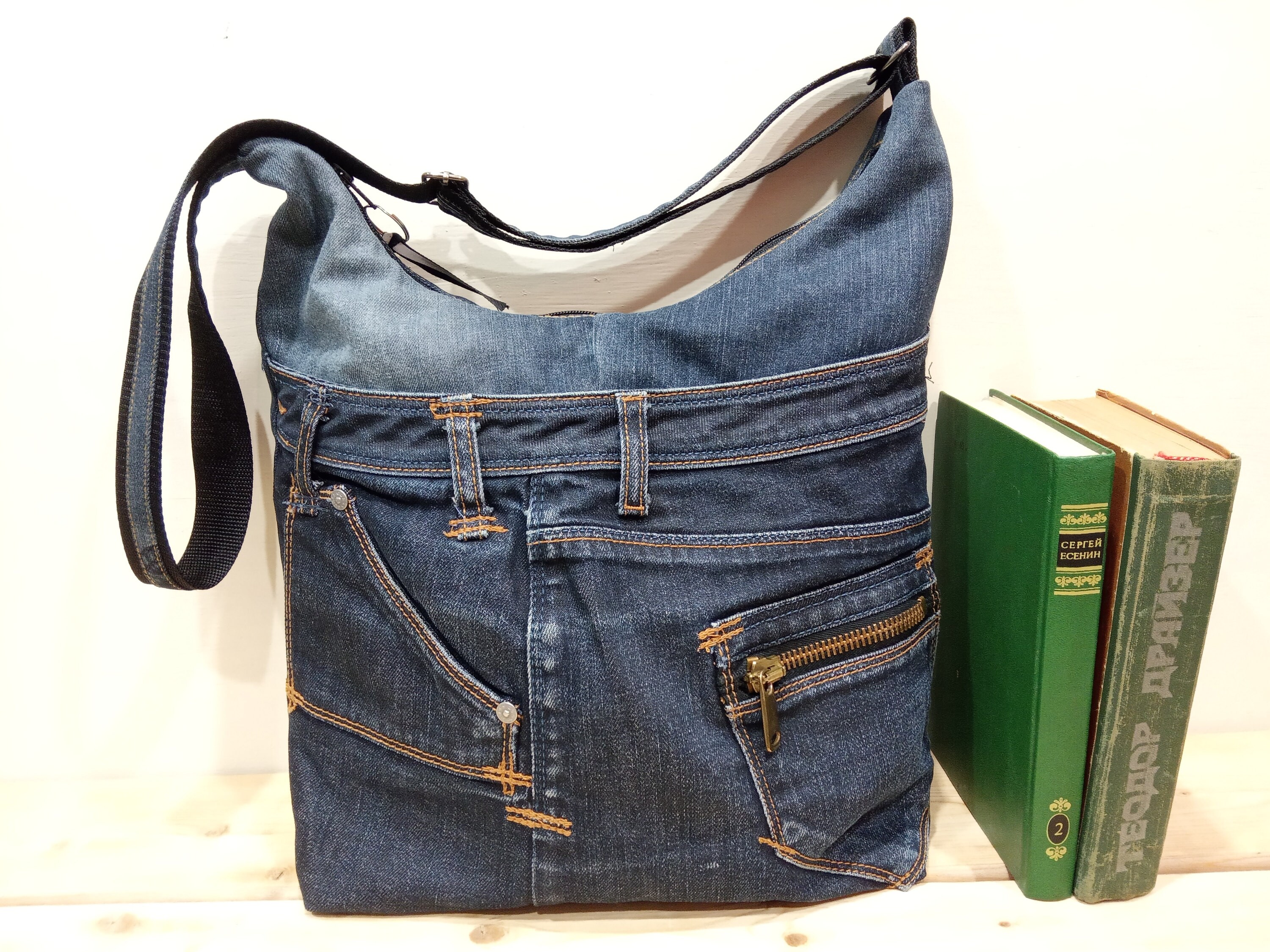 Denim shoulder bag jeans hobo bag denim crossbody handbag | Etsy