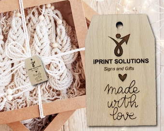 Custom Engraved Birch Wood Tags: Set of 10, Personalized Product Labels