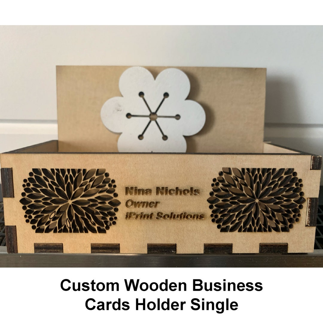 Handcrafted Wood Business Card Display, Business Cards Holder, Custom
