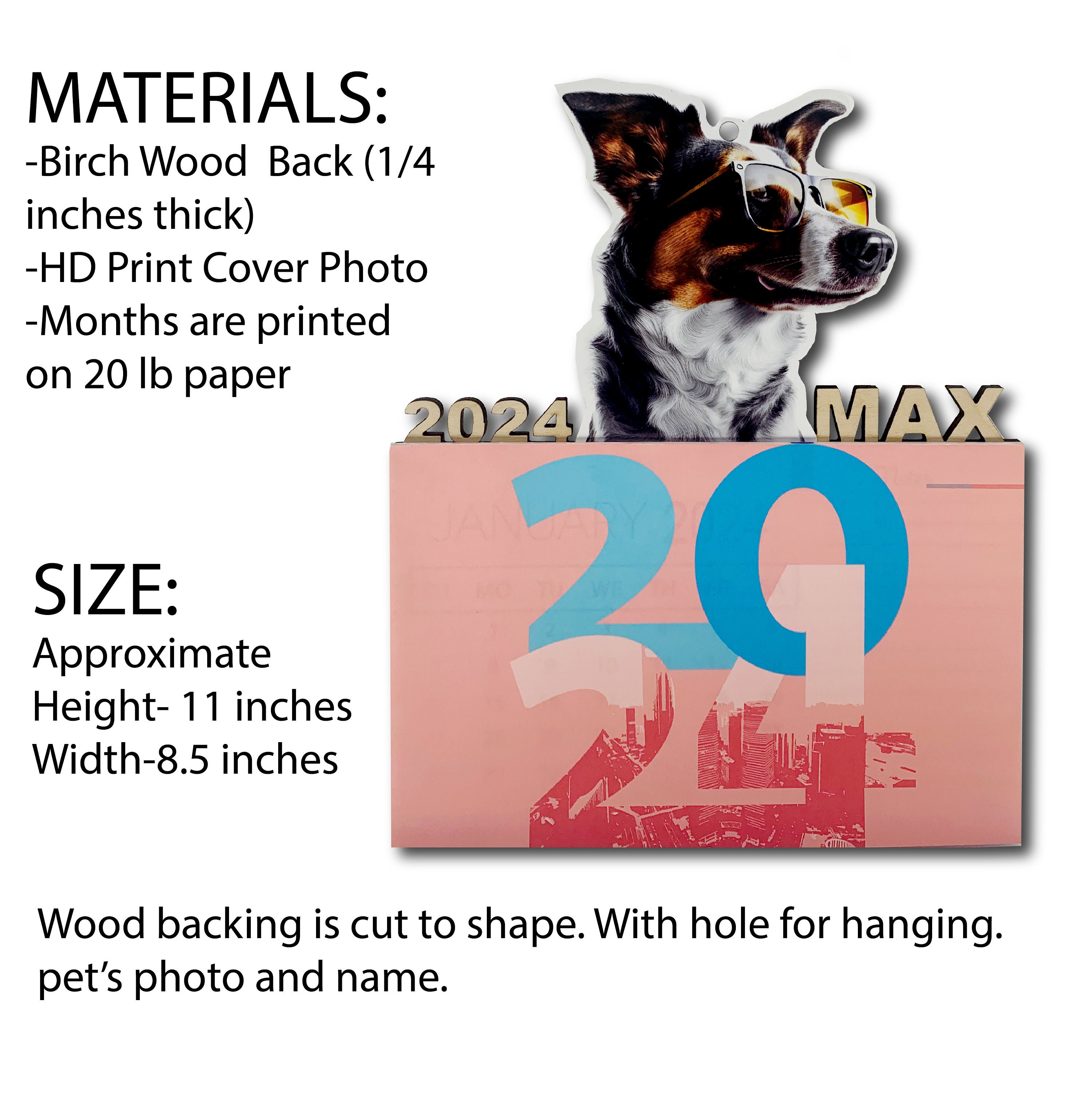 Calendar Calendar 2024 Pet Calendar Custom Calendar Custom Etsy