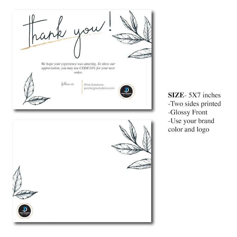 Business thank you cards, thank you cards, custom thank you cards, personalized thank you cards, company brand thank you cards image 2