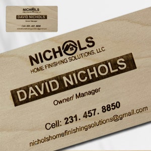 Custom Engraved Wood Business Card Magnet: Logo & Text