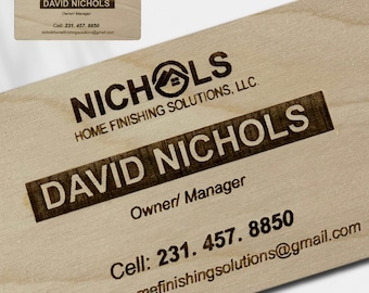 Custom Engraved Wood Business Card Magnet: Logo & Text