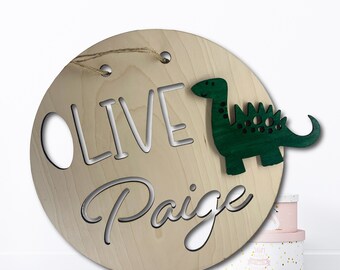 Custom Wood Name Sign: Dinosaur Nursery Decor