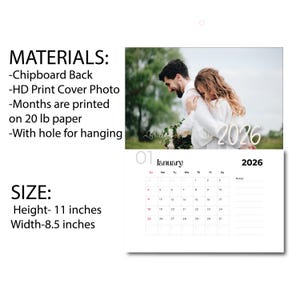 Custom Photo Wall Calendar 2026: Business or Couple Gift image 2