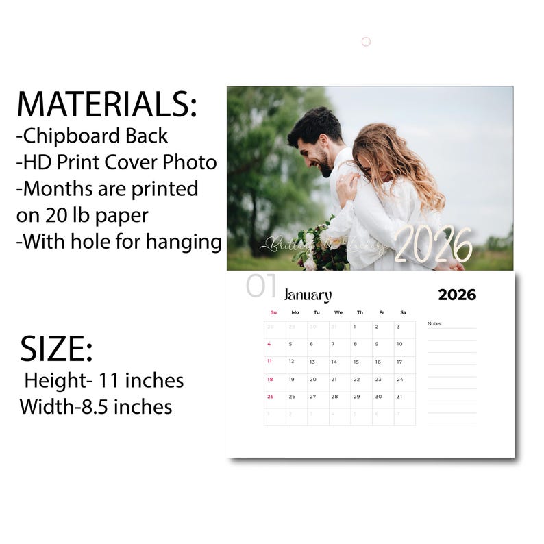 Custom Photo Wall Calendar 2026: Business or Couple Gift image 2