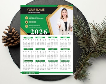 Custom Magnetic Fridge Calendar: Business Promotion, 4.5x6 inches, Calendar 2026