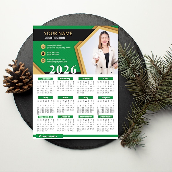 Custom Magnetic Fridge Calendar: Business Promotion, 4.5x6 inches, Calendar 2027