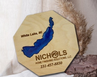 White Lake Michigan Wood Magnet Set (10): Personalized Birch Engraved