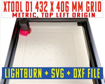 XTOOL D1 レーザー グリッド 432 x 406 mm = 17 インチ x 16 インチ。レーザー切断と彫刻の準備ができたファイル。 Lightburn ファイル + .Svg および .Dxf ファイル