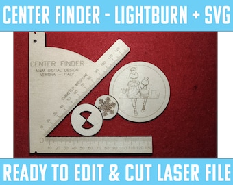 CENTER FINDER JIG - 25 cm Laser machine Lightburn + Svg + Dxf file ready to engrave. Find center of in seconds. Xtool Atomstack Glowforge