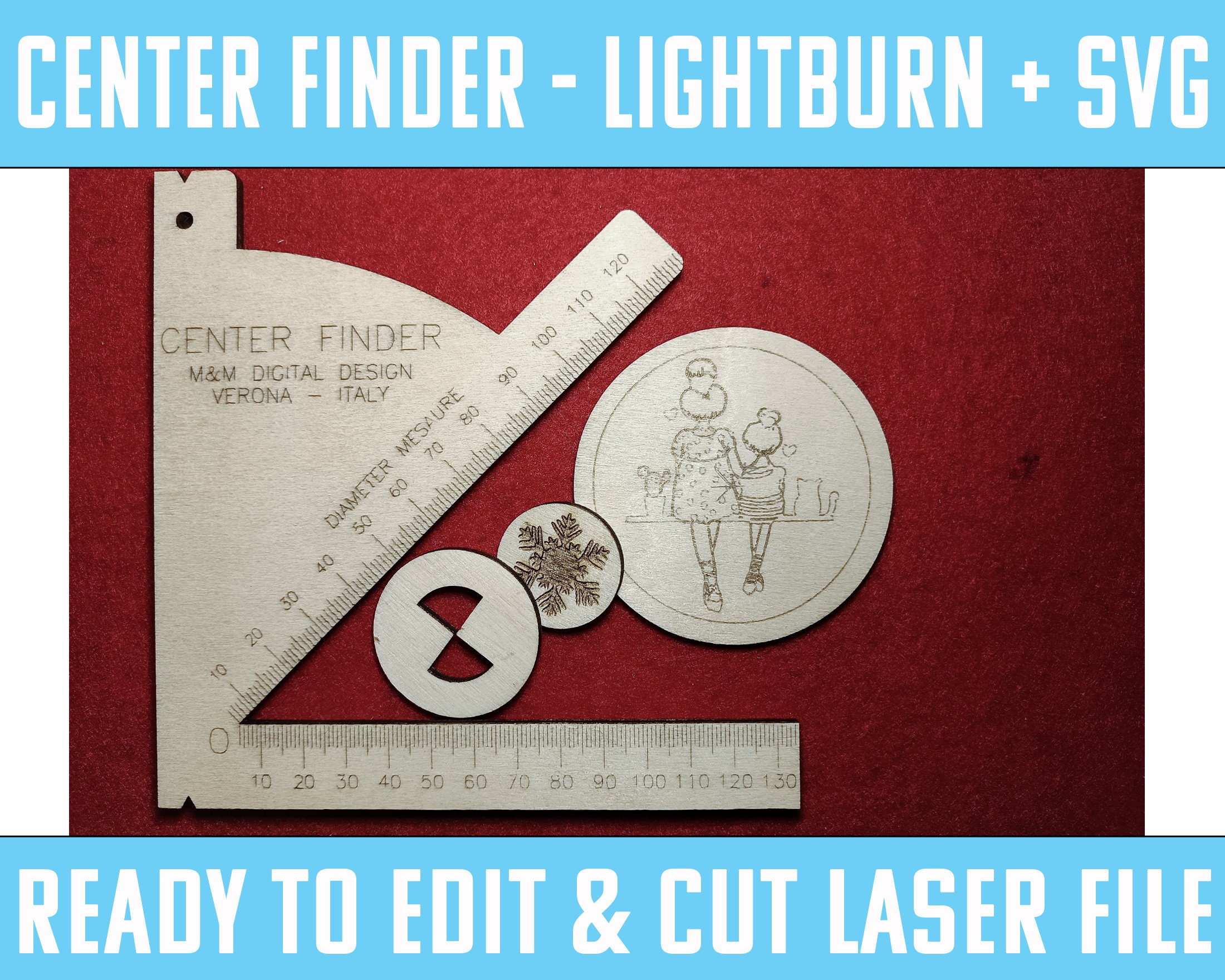 CENTER FINDER JIG Laser Machine Lightburn Svg Dxf File Etsy