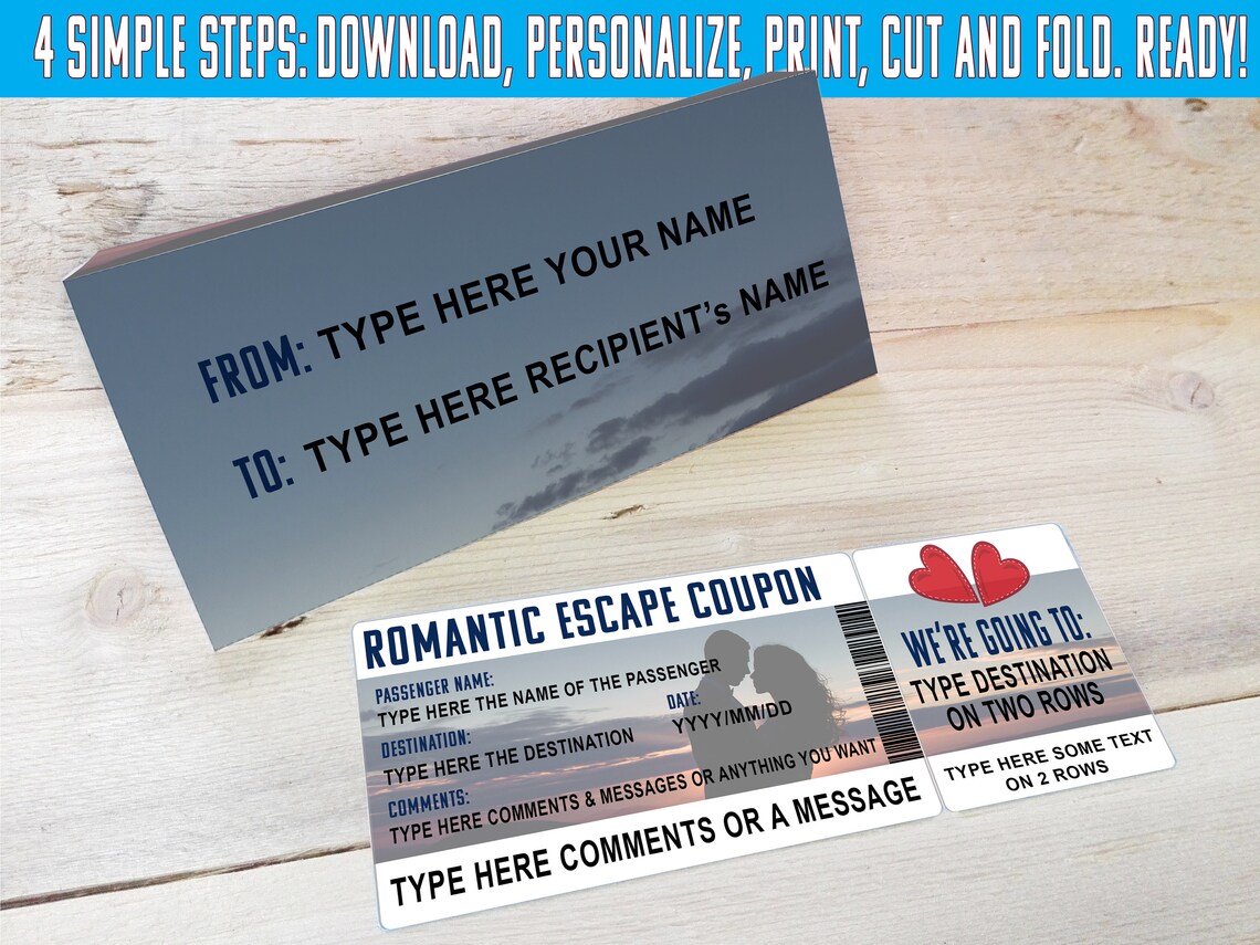 Editable Boarding Pass ENVELOPE Template Surprise Fake Etsy