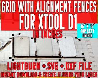 XTOOL D1 Griglia base con guide di posizionamento per laser 16"x17" in.  File Lightburn +.SVG + .DXF Allinea e incidi pezzi macchina laser