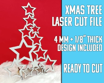 File per taglio laser Alberi di natale in stile moderno e minimalista Inserisci luci led o filo. Lightburn Svg  LBRN file. Guadagna da casa.
