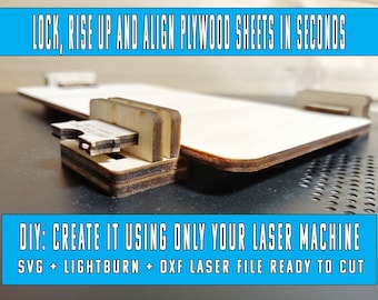 DIY clamps for steel honeycomb or flat laser bed. FILE to make it using ONLY your laser machine. No 3d print Lightburn Lbrn + dxf + svg file