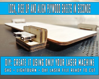 DIY clamps for steel honeycomb or flat laser bed. FILE to make it using ONLY your laser machine. No 3d print Lightburn Lbrn + dxf + svg file