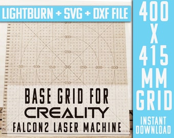 Alignment Basic Grid 40x41.5 cm file for Creality Falcon2. Lightburn ready to engrave + .dxf + .svg. Template increase laser works precision