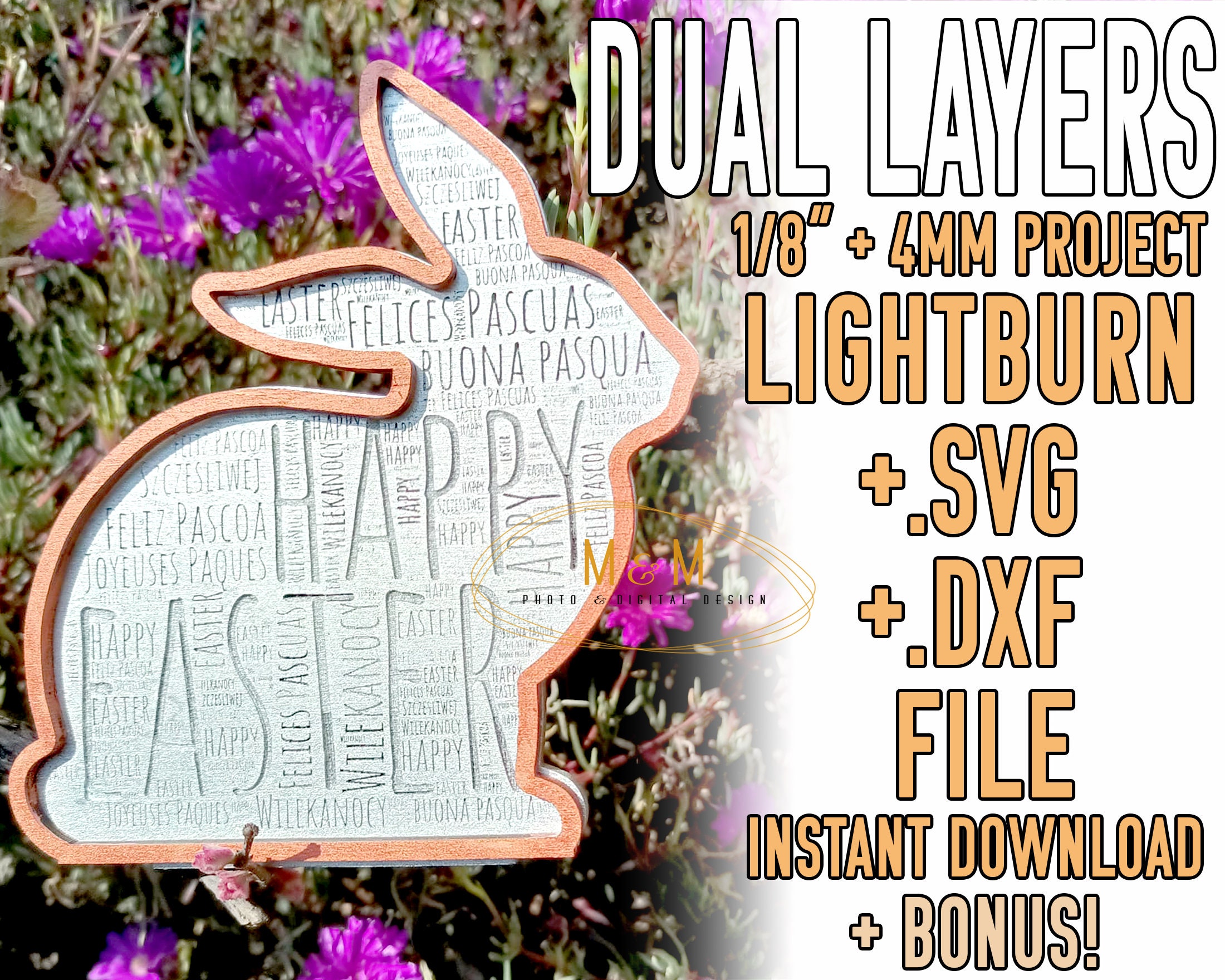 Lightburn EASTER Rabbit Laser Cut Files Lbrn Svg Dxf Dual - Etsy