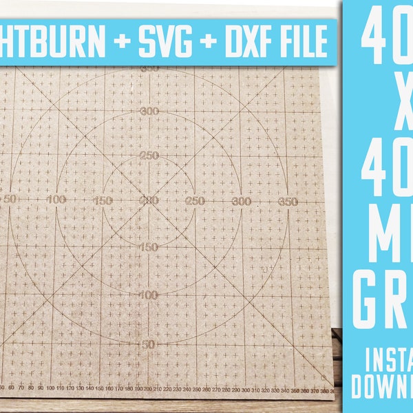 Laser waste Grid 400 x 400 mm alignment Ortur laser machine. Lightburn file ready to engrave + .dxf + .svg file for new users start precision