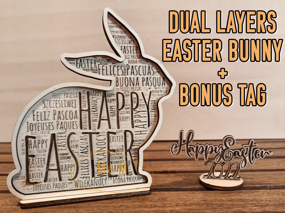 Lightburn EASTER Rabbit Laser Cut Files Lbrn Svg Dxf Dual | Etsy