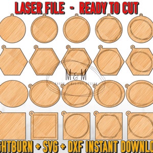 Lightburn + SVG archivos personalizables listos para cortar y grabar Colgantes láser collar de llavero Glowforge Xtool Ortur Lbrn dxf