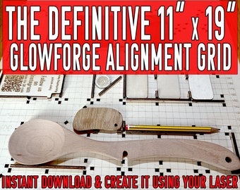 Glowforge: Griglia con GUIDE di posizionamento 11"x19"  File Lightburn Lbrn +.SVG + .DXF Allinea pezzi in serie, creala con il tuo laser.