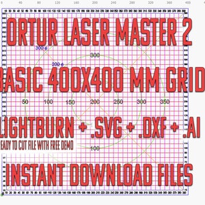 Basic Grid 400x400 mm Ortur laser machine. File lightburn ready to engrave + .dxf + .ai + .svg + file Template increase production precision