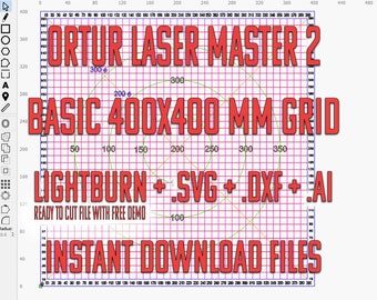 Basic Grid 400x400 mm Ortur laser machine. File lightburn ready to engrave + .dxf + .ai + .svg + file Template increase production precision