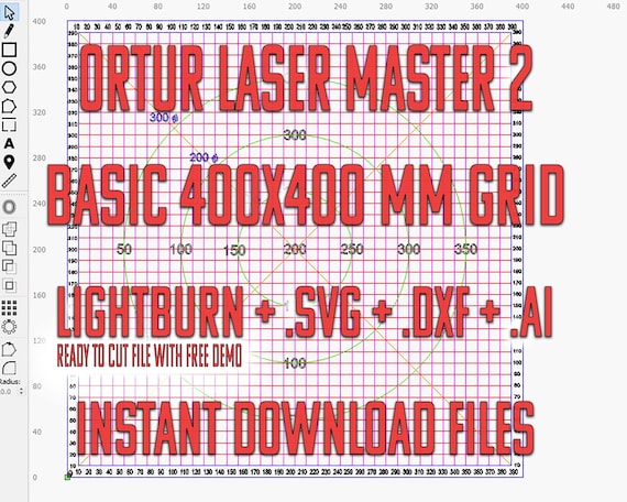 Griglia per laser 40x40 cm. File pronti per il taglio e incisione laser. Ortur laser master pro: File .SVG + .DXF + .AI + Lightburn file.