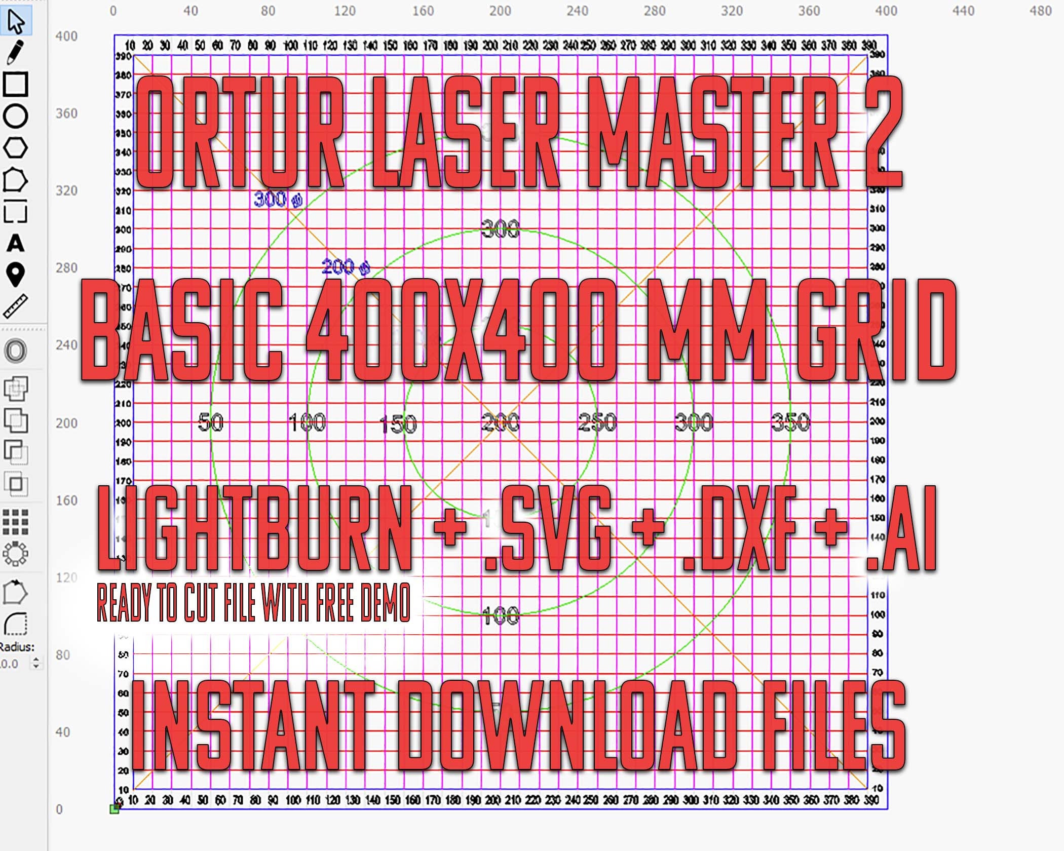 Basic Grid 400x400 Mm Ortur Laser Machine. File Lightburn Ready to