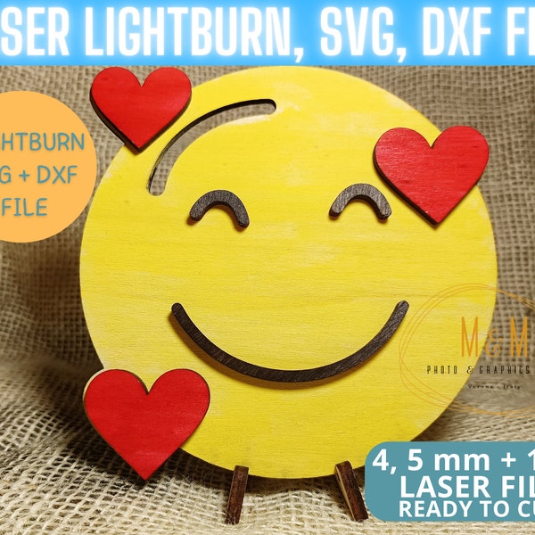 File per Laser Taglio Emoticon Download Istantaneo Lightburn Svg File incisione laser Glowforge, Xtool Ortur Sculpfun  .LBRN + .SVG + .DXF