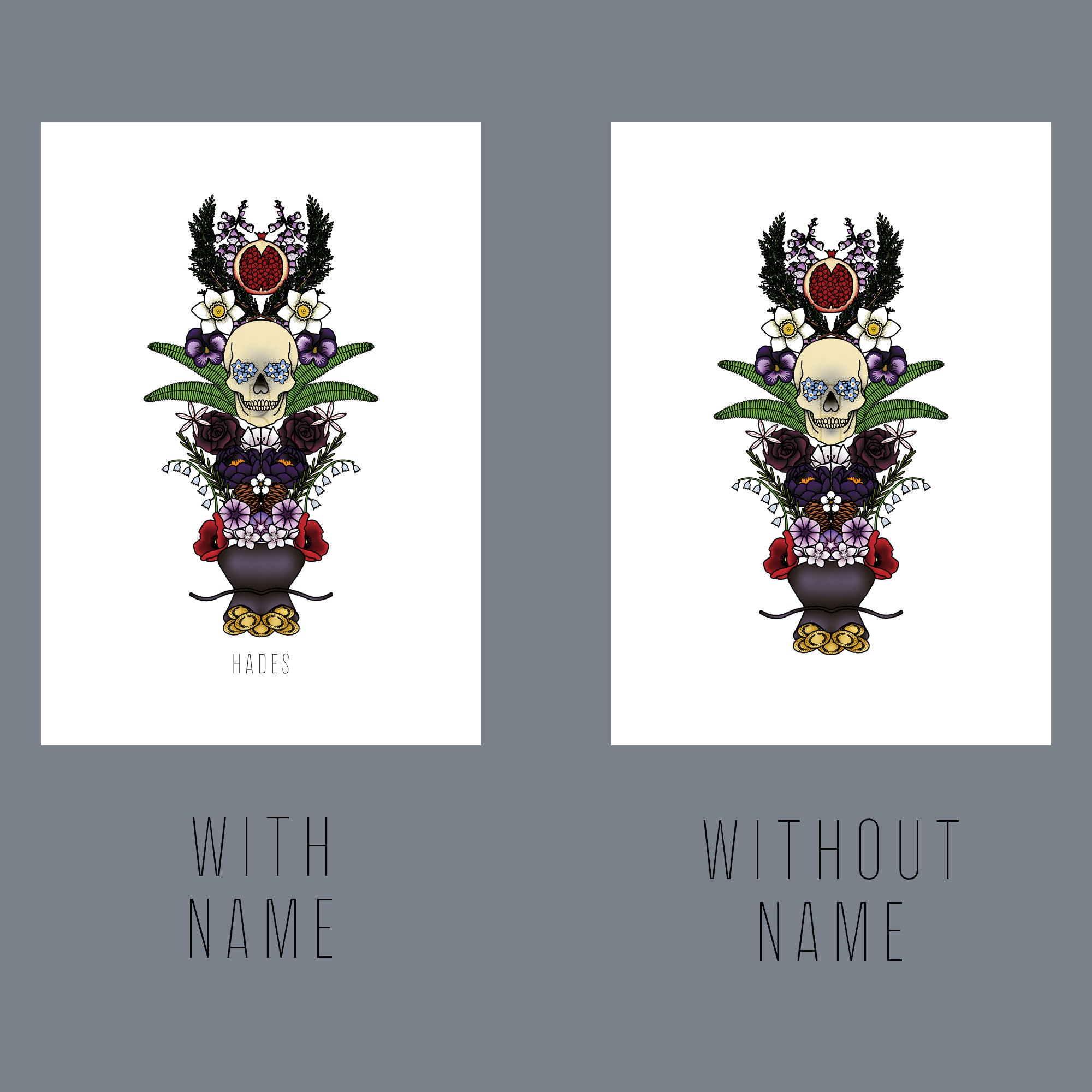 Hades Greek God of the Underworld Tattoo Style Language of | Etsy