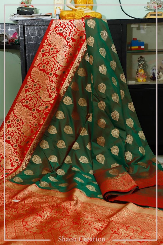 Magical Teal Color Banarasi Silk Saree