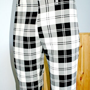 Rinascimento Italiano Nero e Bianco Quadri Flares Vintage Pantaloni, Chicstix