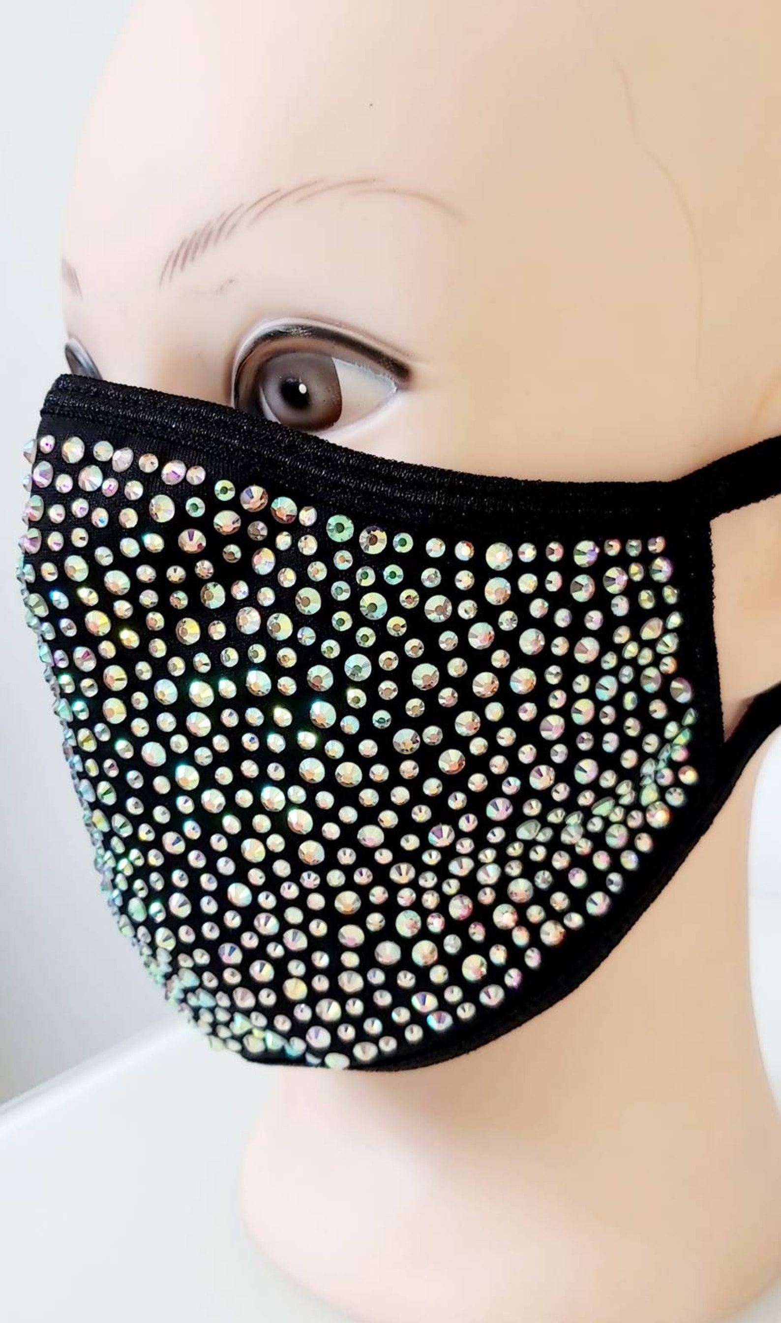 Diamante Face Mask Crystal Sparkly Face Mask Gemstone Glitter Etsy