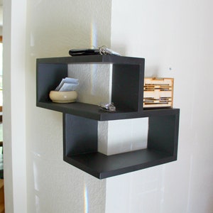 Modern corner shelf. Floating Wrap Around Wall Shelves, Wall Mounted Corner Shelving Unit