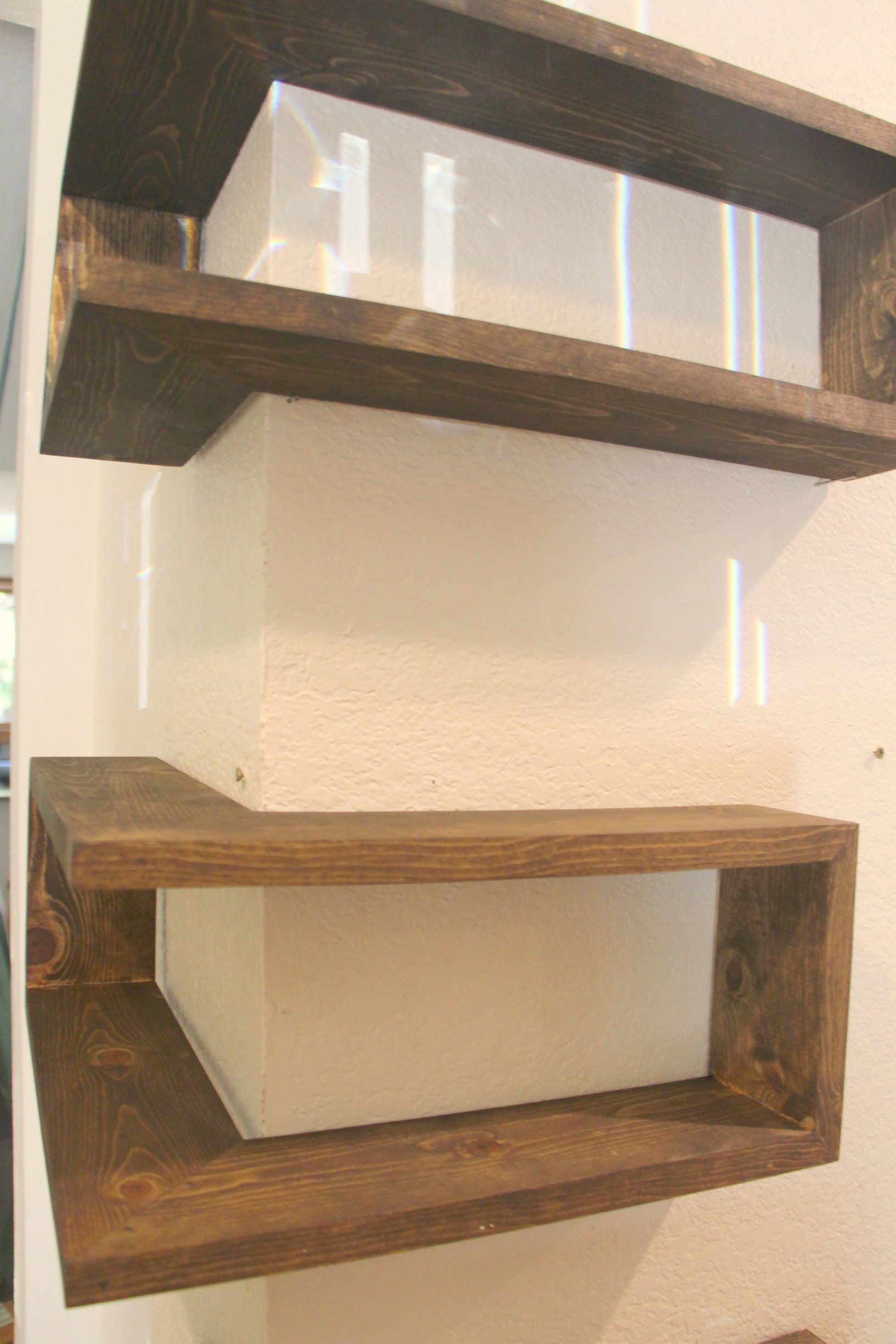 Set of 3 shelves. Modern corner shelf. Floating Wrap Around Etsy