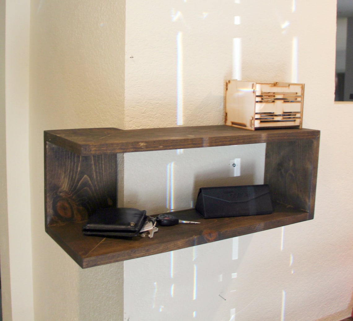 Modern large corner shelf. Floating Wrap Around Wall Shelves Etsy