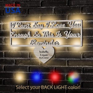Romantic Wooden Night Light for Couples - Personalized Love Reminder, I Love you Forever, Anniversary, Girlfriend, Boyfriend, Valentines Day