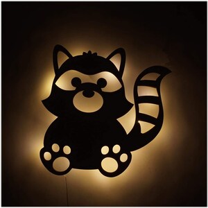 Racoon, Racoon Themed Decorations, Personalized Night Light with Name, Gifts for Kids Girls Boys Newborns, Night Lights, Animal,Custom Signs