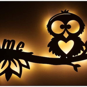 Owl, Personalized Night Light with Name, Owl Night Light, Owl on Tree, Custom Sign, Gifts for Kids, Girls, Boys, Night Light, Owl Sign