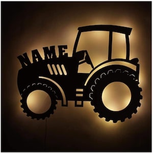 Personalized Wooden Tractor Night Light with Name, Tractor Light, Gifts for Farmers or Tractor Lovers, Farmhouse Decor, Custom Tractor Sign