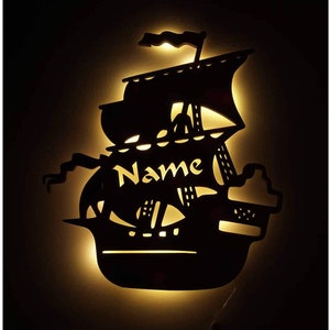 Pirate Ship, Personalized Night Light with Name, Gifts for Boys Kids Girls, Night Light, Pirate Ship Night Light, Custom Sign, Pirate, Boat